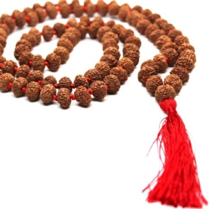 9 Mukhi Rudraksha Mala, 108+1 echte Neun Facetten Rudraksha Perlen, lange Quaste Mala, schöne Mala, Naturperlen Japa Mala Yoga OM Perlen