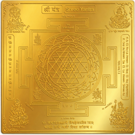Sacred Shree Yantra with divine icons